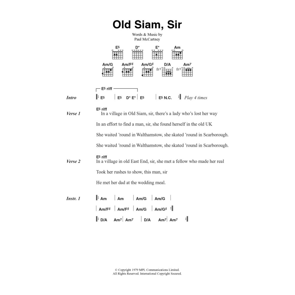 Old Siam, Sir